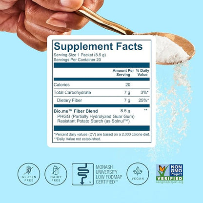 Daily Prebiotic Fiber Travel Packs 20 Servings - Fiber Supplement Powder for Digestive Health & Gut Health - Fiber Powder Unflavored Prebiotics, Non-GMO Dietary Fiber Gluten & Sugar Free Soluble Fiber