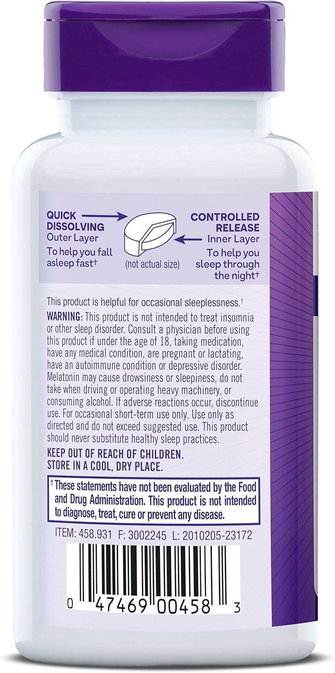 Natrol Melatonin 3 mg Time Release, Dietary Supplement to Minimize Wake Ups, Nighttime Sleep Aid, 100 Tablets, Up to a 100 Day Supply