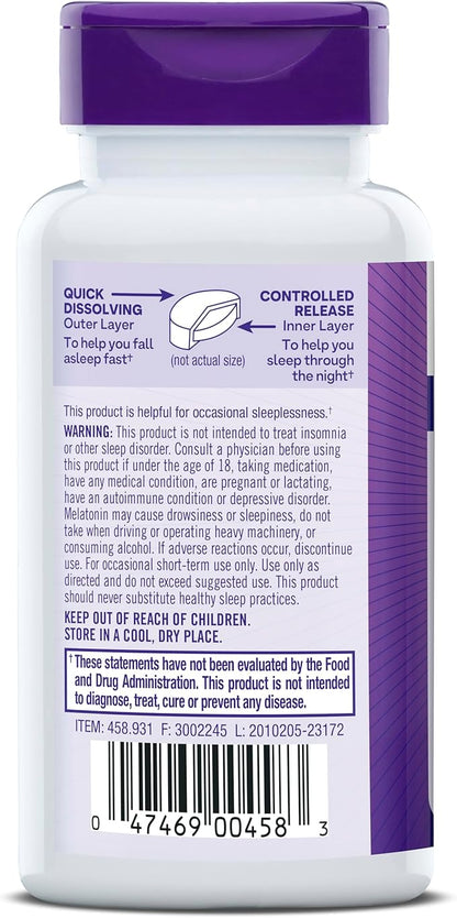 Natrol Melatonin 3 mg Time Release, Dietary Supplement to Minimize Wake Ups, Nighttime Sleep Aid, 100 Tablets, Up to a 100 Day Supply