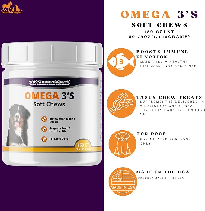 Skin and Coat Omega 3's Soft Chews Large Dogs 150 CT