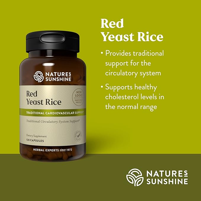 Nature's Sunshine Red Yeast Rice, 120 Capsules, Kosher | Helps Support The Production of Good Cholesterol in The Liver and Supports The Circulatory System