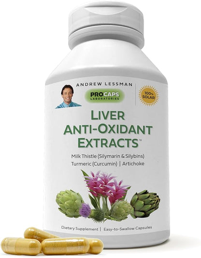 ANDREW LESSMAN Liver Anti-Oxidant Extracts 240 Capsules - Supports The Hard-Working Tissues of The Liver, Promotes Optimum Liver Health and Function. Milk Thistle, Turmeric and Artichoke Extracts