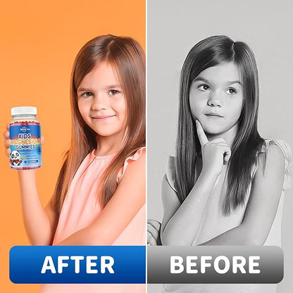 Magnesium Gummies for Kids, Magnesium Citrate Supplement for Adults & Kids, Calm Magnesium Gummies Support Sleep, Bone & Muscle Health, Nerve Relaxation, 60 Cherry Gummies