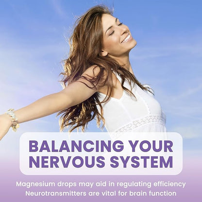 Triple Magnesium Complex Liquid Drops - 1300mg Magnesium Glycinate, Taurate & Citrate with Omega3, L-Theanine, Ashwagandha, Potassium - Support Sleep, Nerve, Immune, Energy - Grape Flavor, 2 Fl OZ