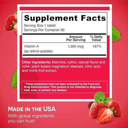 EZ Melts Dissolvable Vitamin A 5,000 IU, Sugar-Free, 2-Month Supply