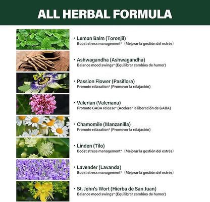Liquid Drops, Natural Herbal Extract with Lemon Balm Toronjil Support Promotes Relaxation. 2oz