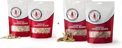 Dairyland American Ginseng Slices and Roots - 16 oz Pack Each of Wisconsin Ginseng – Direct from Farmer to Consumer 西洋参
