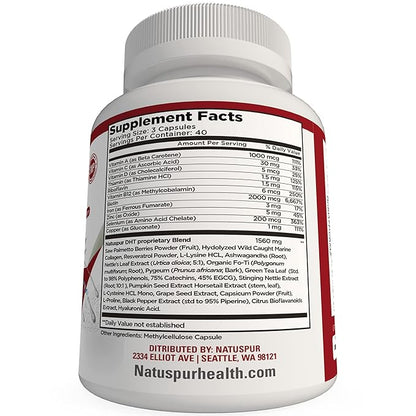 DHT Blocker Hair Growth Support Supplement, with Organic Saw Palmetto, Green Tea Extract, Biotin & Collagen for Hair Loss & Boosts Hair Regrowth for Men & Women - Gluten-Free, Vegetarian