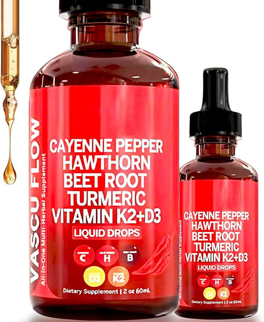 Cayenne Pepper Drops, Clean Nutra Cayenne Pepper Extract with Hawthorn Beet Root 60ml Plant-Based Liquid (2Pcs)