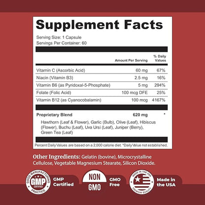 Heart Freedom - Plant-Based Supplement with Garlic, Hibiscus, and Hawthorn Berry | Non-GMO, Natural Ingredients | Made in USA, GMP-Certified | 60 Capsules, 1 Month Supply