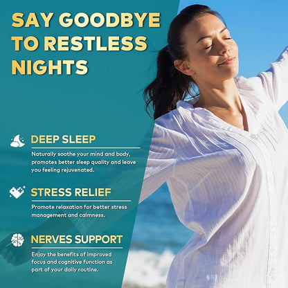 GABA L-Theanine Gummies Natural Stress Relief Supplement - Calm, Sleep, Relaxation & Mood Support, Magnesium, Vitamin B6, Ashwagandha, Apigenin, Non-Habit Forming Sugar free Gummy, Blueberry Flavor