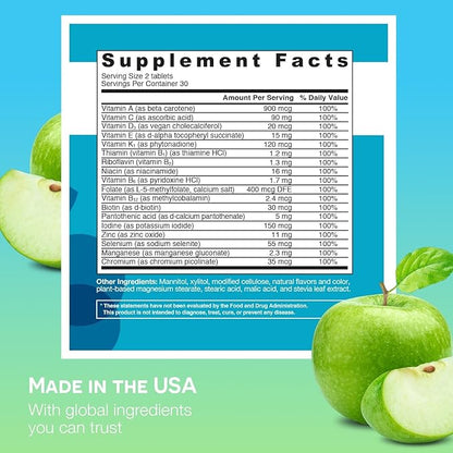 EZ Melts Dissolvable Multivitamin Without Iron, 18 Vitamins & Minerals Including Vitamin A, Biotin, Vitamin B12, Vitamin C, Vitamin D3, Zinc and More, Sugar-Free, 1-Month Supply