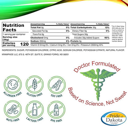 Original 2K - 2000mg High Potassium Cramp Relief Electrolyte Drink Powder: Faster Recovery, Slower Fatigue, Optimized Hydration | 20 Single Serving Packets (Lemon Lime)