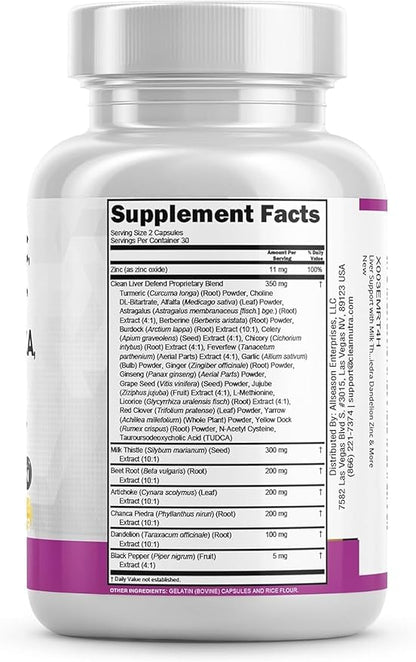 Clean Nutraceuticals Milk Thistle NAC Chanca Piedra Beet Root Artichoke Dandelion Root - Liver Cleanse Detox & Repair Supplement Plus TUDCA Choline & Ginger - 5Pack