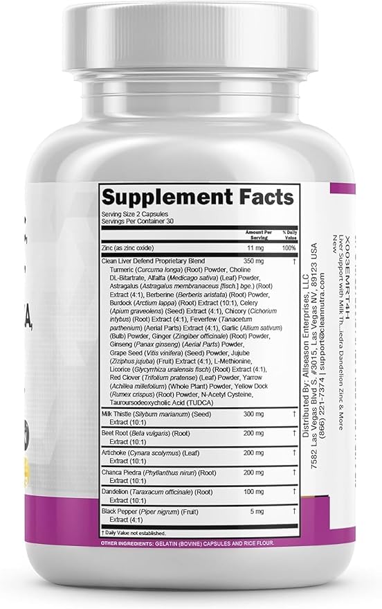 Clean Nutraceuticals Milk Thistle NAC Chanca Piedra Beet Root Artichoke Dandelion Root - Liver Cleanse Supplement Plus TUDCA Choline & Ginger - 2Pack