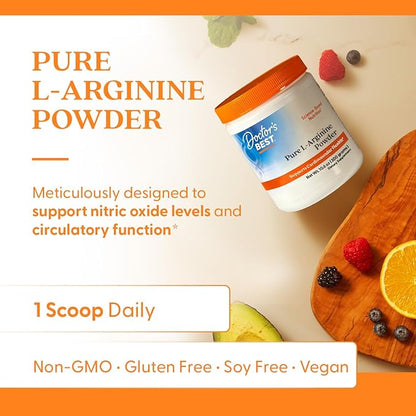 Doctors Best Pure L-Arginine Powder, Supports Cardiovascular Health, Non-GMO, Gluten Free, Soy Free, Vegan Net Wt. 10.6 oz (300 Grams)