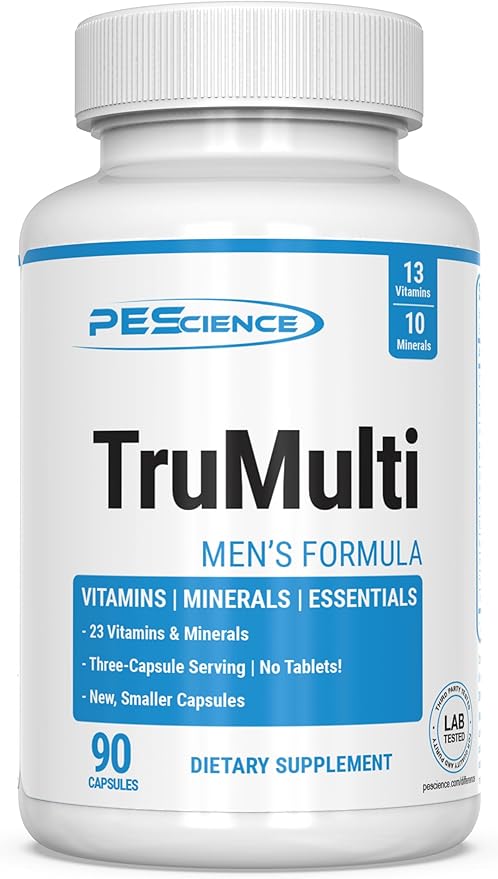 PEScience TruMulti Men's, Multivitamin with Premium Quality Vitamin C, D, Zinc for Immune Support, 90 Capsules