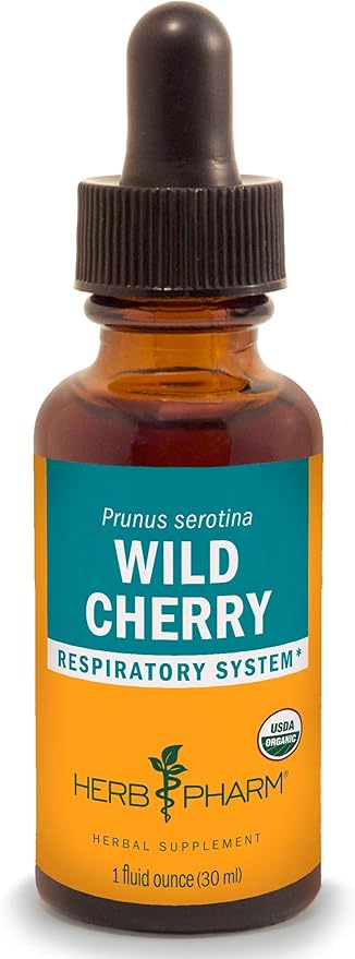 Herb Pharm Certified Organic Wild Cherry Bark Liquid Extract for Respiratory Support - 1 Ounce (DWCHER01)
