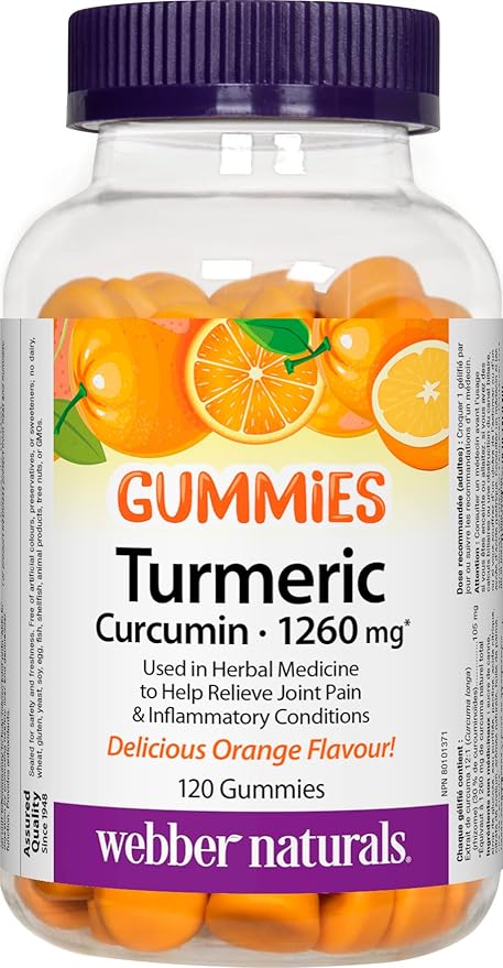 Webber Naturals Turmeric Curcumin Gummies 1260 mg Orange, 120 Gummies