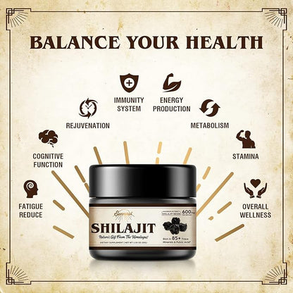 Shilajit Pure Himalayan Organic Shilajit Resin - 600mg Maximum Potency Natural Organic Shilajit Resin with 85+ Trace Minerals & Fulvic Acid for Energy, Immune Support, 30 Grams (2 Pack)
