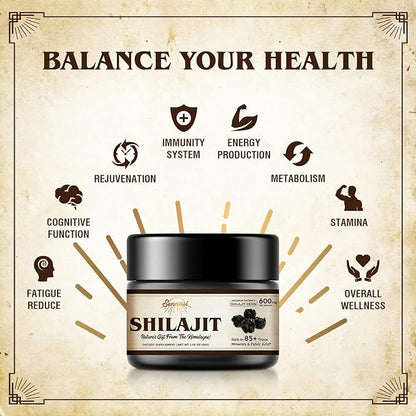 Shilajit Pure Himalayan Organic Shilajit Resin - 600mg Maximum Potency Natural Organic Shilajit Resin with 85+ Trace Minerals & Fulvic Acid for Energy, Immune Support, 30 Grams (4 Pack)