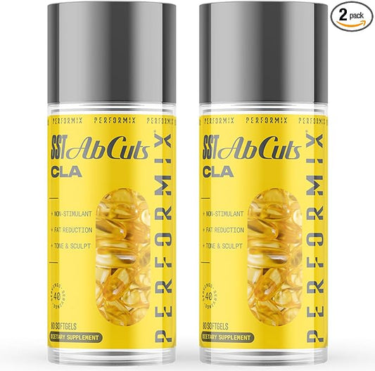 PERFORMIX - SST AbCuts - CLA 1,000 mg - Stim Free - Thermogenic - Fitness Goals - Metabolism Booster - Health & Wellness - Safflower Oil, Omega 3, Flax Seed & Vitamin E - Pre Workout - 160 Softgels