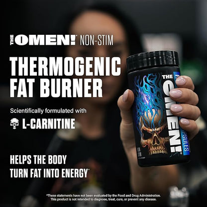 JNX SPORTS The Omen! Non-Stimulant Thermogenic Fat Burner – Caffeine-Free Dietary Supplement for Men & Women | Appetite Suppressant & Metabolism Booster | 100 Capsules