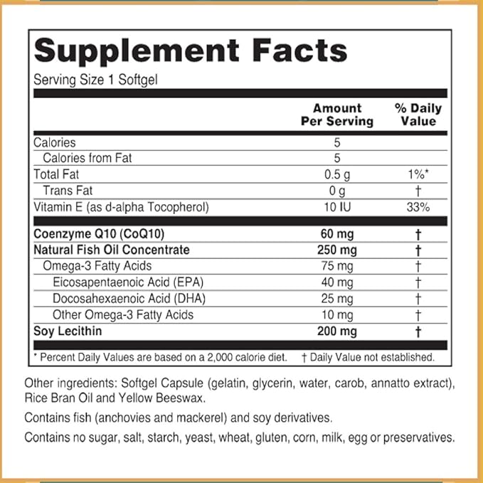 Baar Nature's Blessing CoQ10 with Omega-3 Fish Oil Softgels