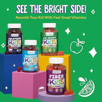 Feel Great Kids Gummy Vitamins for Eyes | Essential Eye Vitamins Lutein and Zeaxanthin | Mango Flavored Vegan Eye Vitamins for Kids | Gluten Free | 60 Day Supply