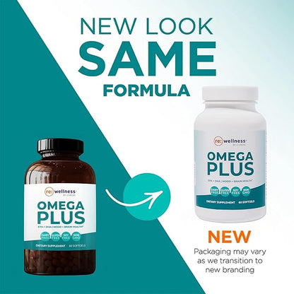 Reignite Wellness by JJ Virgin | Omega Plus | High-Dose Fish Oil Supplement | Supports Cardiovascular System & Joints | EPA & DHA Promotes Memory, Focus & Healthy Response to Stress | 60 Softgels
