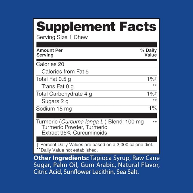 Healthy Delights Naturals, Turmeric Curcumin Soft Chews, Promotes Healthy Inflammatory Response, Delicious Tropical Fruit Flavor, 30 Count