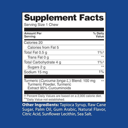 Healthy Delights Naturals, Turmeric Curcumin Soft Chews, Promotes Healthy Inflammatory Response, Delicious Tropical Fruit Flavor, 30 Count