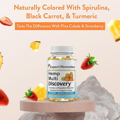 Natural Hemp Multivitamin Gummies for Pain, Sleep and Stress Relief, No Harmful Dyes, Transparent Hemp Oil Dosage, Non-Habit Forming, Natural Alternative - Gluten-Free, Non-GMO - 30 Servings
