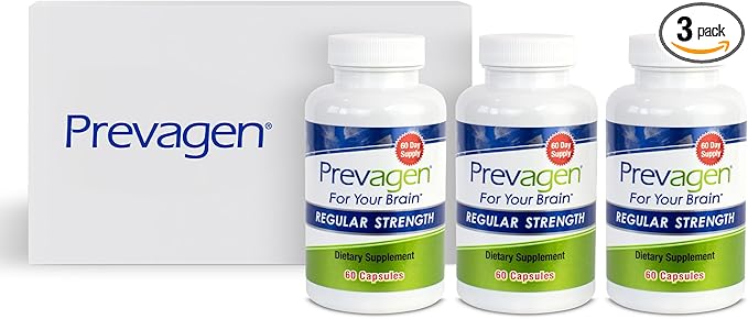 Prevagen Regular Strength 10mg, 60 Capsules |3 Pack| with Apoaequorin & Vitamin D with Attractive and Stackable Storage Box