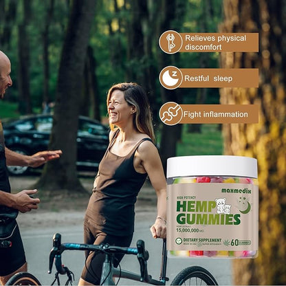 Hemp Gummies Advanced Extra Strength- High Potency Natural Hemp Oil Extract Gummy, Great for Peace & Relaxation,Naturals Fruit Flavors,Made in USA