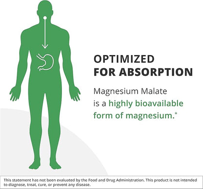 NutraMedix Magnesium Malate Energy Supplements - Bioavailable Magnesium for Sleep, Immune Support & Joint Health - Vegan, Non-GMO & Gluten-Free Magnesium Supplements (120 Vegetarian Capsules)