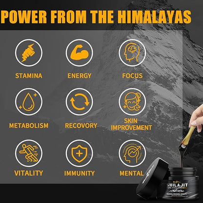 Pure Himalayan Shilajit Resin for Men Women: Natural Organic Shilajit Supplement 600MG Rich in 85+ Trace Minerals 75%+ Fulvic Acid for Energy Immunity Focus Support 50 Servings