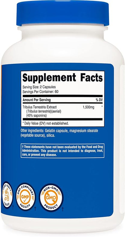 Nutricost Tribulus Terrestris Extract 750mg, 120 Capsules (2 Bottles)