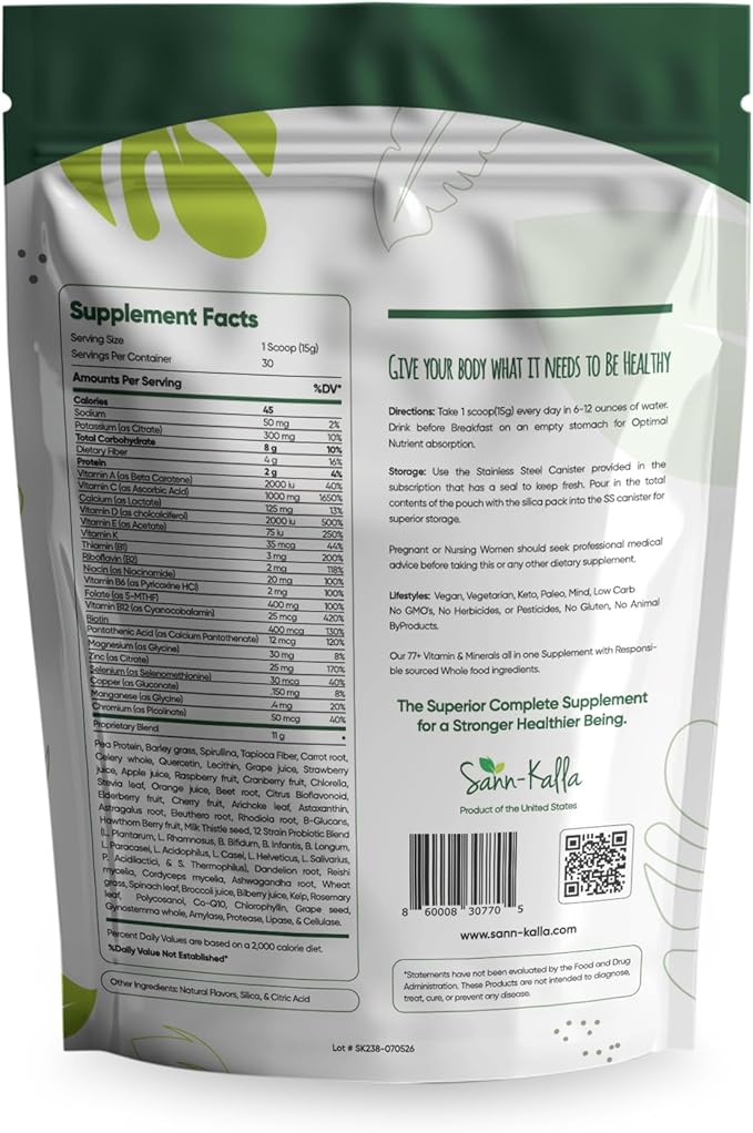 Reds and Greens Superfood Powder Nootropics, Improve Gut Health, Multivitamin, Probiotic, Gluten Free, Vegan and Keto Friendly, Full Serving of Vegetables, Essential Nutrients – 30 Servings