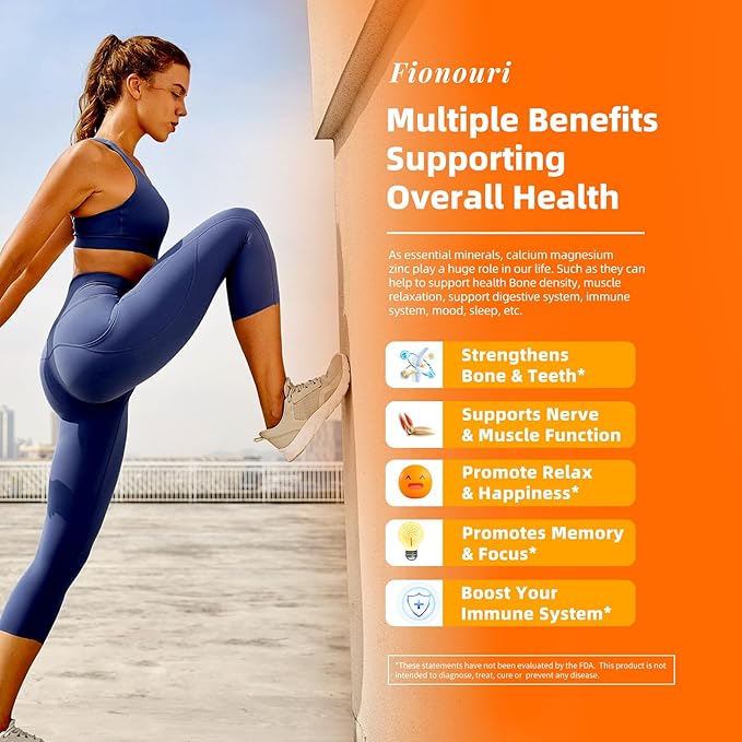 Calcium Magnesium Zinc Gummies with Vitamin D3 & K2 - High Potency Enhanced Absorption -120 Orange Gummies Flavored