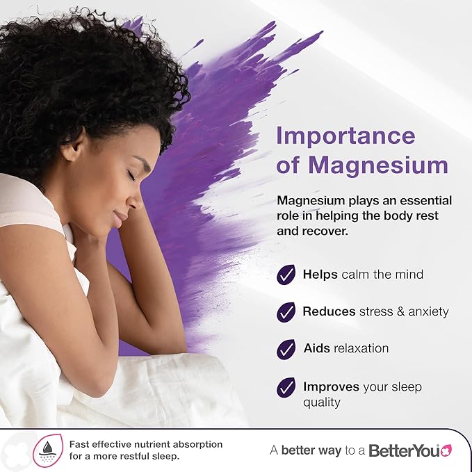 BetterYou Magnesium Sleep Body Spray - Relaxing Topical Magnesium and Essential Oil Spray - Lavender and Chamomile - Promotes Better Sleep - 3.38 oz