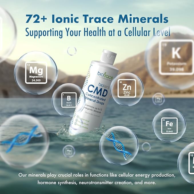 BioTrace Dead Sea Trace Mineral Drops | 72+ Concentrated Trace Minerals, Ionic Liquid Magnesium, Chloride, Potassium | Low Sodium | Energy, Electrolytes, Hydration | 96 Day Supply, 8 fl oz (Pack of 1)