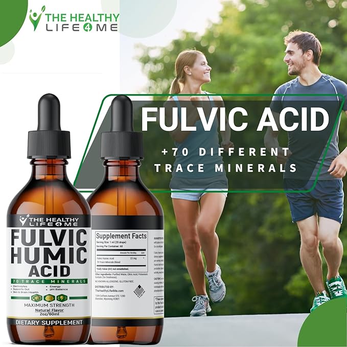 Organic Fulvic Acid + 72 Trace Minerals | Digestion | Hydration | Keto, Dietary Supplement Drop| Energy | pH Balance | 2-Month Supply | The Healthy Life 4 ME