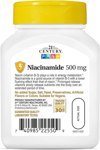 21st Century Niacinamide 500 mg Prolonged Release Tablets, 110-Count (Pack of 2)