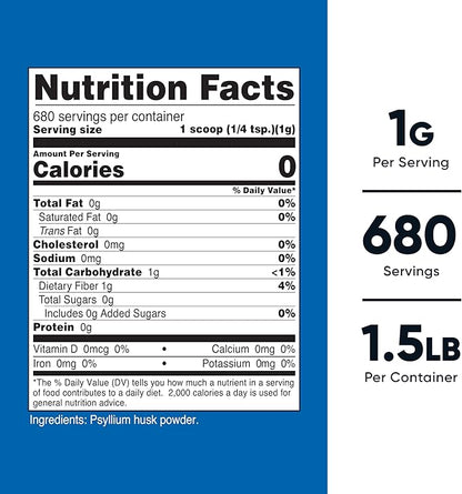 Nutricost Psyllium Husk Powder (1.5 Pounds) - GMO-Free, Gluten-Free