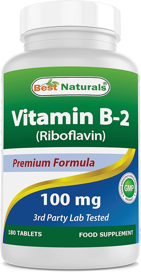 Best Naturals Vitamin B2 (Riboflavin) 100 mg 180 Tablets - Premium Formula - 3rd Party Lab Tested