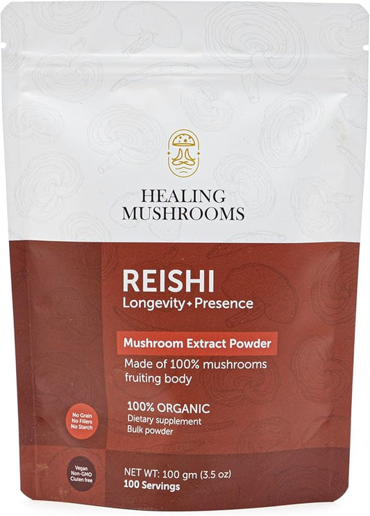Reishi Extract Powder, Organic Mushroom Supplement (100 Gram)