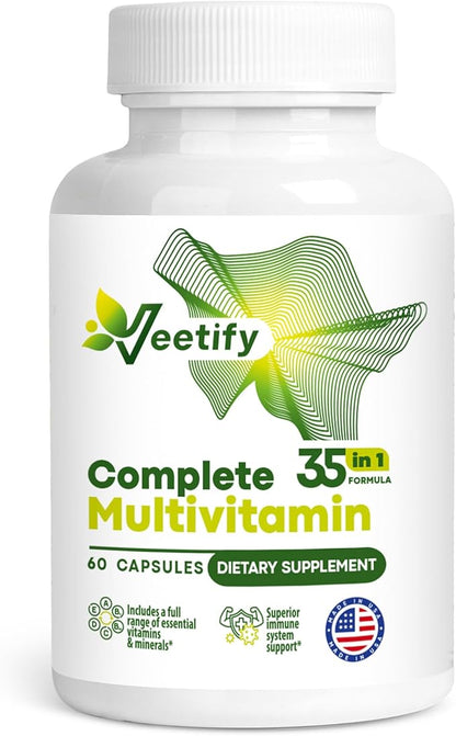 Complete Multivitamin – 35-in-1 Formula Daily Wellness Support for Women & Men - 60 Veggie Capsules