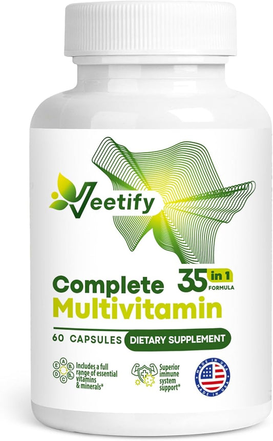 Complete Multivitamin – 35-in-1 Formula Daily Wellness Support for Women & Men - 60 Veggie Capsules