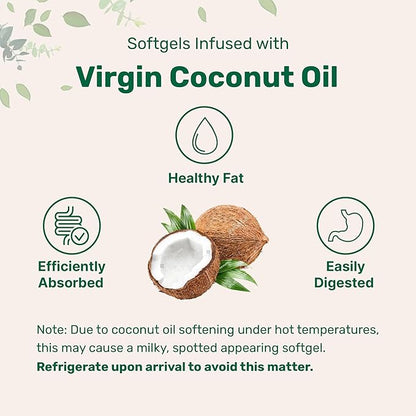 Micro Ingredients Biotin 10,000mcg w/Hyaluronic Acid 25mg | 365 Virgin Coconut Oil Softgels, Fast Release, One Year Supply, Supports Healthy Hair, Skin & Nails, Non-GMO & No Gluten